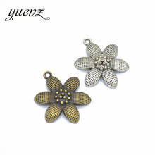 YuenZ-abalorios de aleación de 3 piezas, colgantes de flores de color plateado antiguo, accesorios de joyería para fabricación de joyas hechas a mano DIY, 37x29mm, Q148 2024 - compra barato