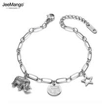 JeeMango Fashion Elephant Star Tag Charm Bracelet Bangle For Women Stainless Steel Chain Bohemia Summer Beach Jewelry JB19121 2024 - buy cheap