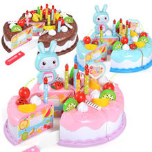 37Pcs/Set Children's Play House Birthday Cake Toys Girl Birthday Cake Blowing Candle Toys Simulation Fruit Bunny Cake House Set 2024 - buy cheap