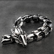 Pulsera con dije de cabeza de dragón para hombre, brazalete de acero inoxidable negro mate, pulsera de bendición de dragón chino, estilo Punk, bohemio 2024 - compra barato