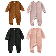 Free Shipping Baby Girl Boys Clothes Autumn Cotton Romper Solid Button Long Sleeve Knitted Jumpsuits Newborn Romper Kids Outfits 2024 - buy cheap