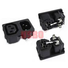 Preto Universal Cobre 10A 250V AC tomada IEC320-C13/C14 2 Jack PDU servidor chassis de desktop tomada macho assento feminino