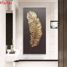 Large Size diamond embroidery 5d diy Abstract Golden Feather diamond painting full square round drill mosaic Modern Landscape 2024 - buy cheap