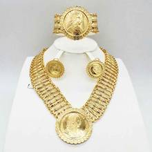 Hot style African beads wedding jewelry set dubai gold-color Nigeria classic zircon Necklace women Bangle Earring Ring 2024 - buy cheap