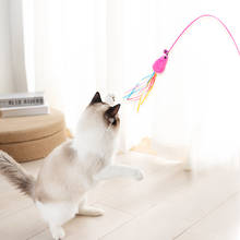 MADDEN-Palo de pesca para gatos, juguete interactivo, retráctil, elástico, palos con campana de plumas, suministros para mascotas 2024 - compra barato