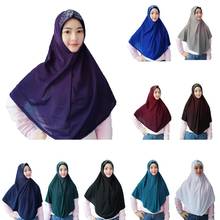 Cachecol de cabeça feminino, amira hijab com cobertura total, lenço de cabeça muçulmano, chapéu de oração suspensa, turbante islâmico, uma peça 2024 - compre barato