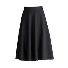 Faldas largas plisadas para Mujer, Faldas elegantes de algodón, longitud media, color negro, para oficina 2024 - compra barato