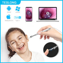 Teslong-câmera endoscópica 3 em 1, com 4.3mm, ferramenta de limpeza, espaço para orelhas, com colher visual, para android, pc, otoscópio com 6 leds 2024 - compre barato