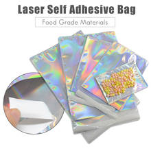 100 pçs a laser auto-adesivo de vedação de plástico envelopes de armazenamento sacos holográficos cosméticos presente jóias embalagem sacos de envio 2024 - compre barato