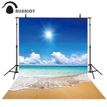 Allenjoy-fondo fotográfico para estudio fotográfico, telón de playa, Mar tropical, olas de sol, cielo azul, arena, parque de atracciones para fotografía 2024 - compra barato