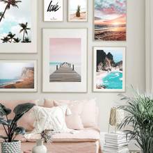 Cliff Sea Bridge Coconut Tree Pineapple Wall Art Canvas Painting Nordic Posters And Prints Wall Pictures For Living Room Decor 2024 - buy cheap