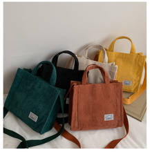 Women Corduroy Zipper Shoulder Bag Small Cotton Canvas Handbag Casual Tote Female Eco Vintage 2024 - buy cheap