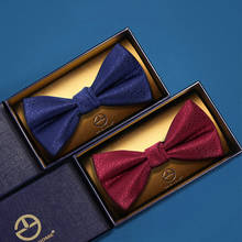 Дизайнерский бренд винно-красная бабочка для мужчин Одежда высшего качества жениха, Свадебная вечеринка бабочка галстук-бабочка шелковый полиэстровый галстук два Laywe с подарочной коробкой 2024 - купить недорого