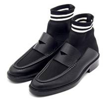 Новые Модные ботильоны; Повседневная мужская обувь из эластичной ткани без шнуровки; Лоферы; Мужские ботинки 2024 - купить недорого