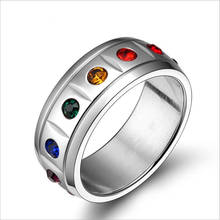 Rainbow ring with colored diamonds Crystal ring Men and women titanium Zircon ring 2024 - buy cheap