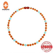 HAOHUPO Top Hot Quality Cognac Fashion Nature Stone Baltic Amber Necklace Jewelry Colors Baby Necklace Handmade Necklace Chi 2024 - buy cheap