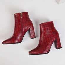 Fashion Women Ankle Boots Chelsea Boots White red black Shoes Autumn Winter Ladies Pointed Toe Side Zipper High Heels Booties 2024 - buy cheap