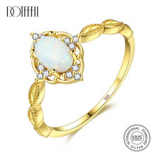 DOTEFFIL-anillos de ópalo de Fuego Azul/blanco para mujer, joyería de compromiso de novia de plata de ley 100% 925, diseño Vintage exquisito 2024 - compra barato
