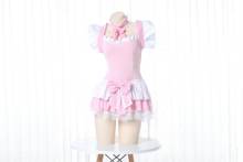 New Sexy Cute Maid Lace Pink Lingerie Bodysuit Women sukumizu Lingerie Set Sexy Maid uniform Cosplay Wholesale Lingerie 2024 - buy cheap