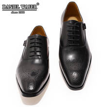 ITALIAN SHOES MEN LEATHER BUCKLE STRAP BUSINESS OFFICE BLACK SHOES LACE UP BROCUE FORMAL POINTED TOE OXFORDS SHOE FASHION DRESS 2024 - buy cheap