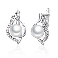 Lovely Heart Shape  Stud Earrings with Pearl Geometric Gold Cubic Zirconia CZ Stud Earrings for Women Party Jewelry Gifts 2024 - buy cheap