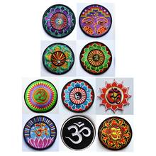 10 tipos de ferro de folha de lotus aum om, infinito hinduismo indolor, yoga, transição indiana, em patches, costurar em apliques, pano, 100% qualidade 2024 - compre barato