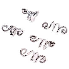 5pcs Metal Silver Viking Spiral Hair Braid Dread Beard Dreadlock Beads Rings Tube Clips For Hair Accessories 2024 - buy cheap