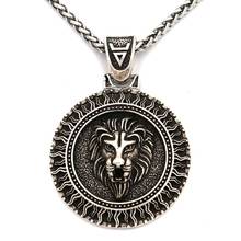 Pingente de cabeça de leão antigo, colar masculino e feminino eslavo, símbolo do sol, amuleto, joias talisman 2024 - compre barato