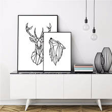 Animais geométricos cabeça de veado parede arte pintura da lona minimalista lobo poster imprime imagem moderna para o quarto decoração casa 2024 - compre barato