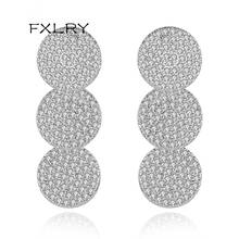 FXLRY New Design Round Long Drop Earrings For Women Wedding Party Fashion Luxury Double Color Jewelry Gift 2024 - buy cheap
