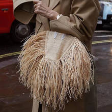 Fashion Mini Raffia Tassel Women Straw Bags Designer Brand Rattan Women's Handbag Tote Luxury Wicker Woven Shouder Bag Beach Bag 2024 - buy cheap