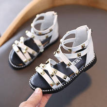 2021 New Summer Kids Shoes for Girl Sandals Fashion Rivets Soft Leather Roman Shoes Baby Teenagers Girl Gladiator Sandals 21-36 2024 - buy cheap