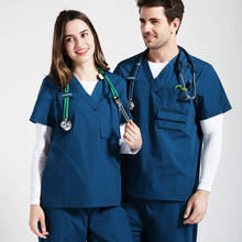 Cargo Scrub Sets Nurse Uniform Nursing Workwear Women Men Unisex Top Pant Veterinary Dental Uniforms Doctor Work Suits 18SS039 2024 - buy cheap