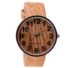 Reloj de pulsera de cuero de grano de madera para hombre y mujer, cronógrafo de cuarzo, estilo Masculino, a la moda 2024 - compra barato