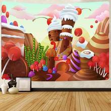 Simsant мультфильм декор гобелен мороженое замок конфеты Дети настенные гобелены для гостиной спальни для дома и общежития Декор 2024 - купить недорого