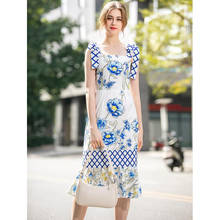 Women Runway Dress 2020 High Quality Spring Summer Sleeveless Printed Spaghetti Strap Casual Mermaid Dresses Vestidos NP0939N 2024 - buy cheap