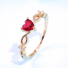 Huitan Simple Heart Ring For Women Female Cute Finger Rings Romantic Birthday Gift For Girlfriend Fashion Zircon Stone Jewelry 2024 - buy cheap