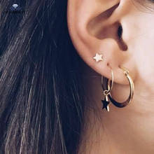 Starbeauty 4 pcs/lot Gold Color Hoops Little Star Earrings Set Ear Piercing Helix Dangle Earrings Women Fake Piercing Jewelry 2024 - buy cheap