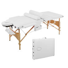 Cama de spa dobrável 3 seções, 212x70x85cm, mesa de massagem, portátil, dobrável, spa, musculação, branca 2024 - compre barato