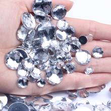Diamantes de imitación acrílicos redondos facetados 8mm-25mm Color de cristal Pegamento plano en cuentas manualidades DIY Decoraciones para álbumes de recortes 2024 - compra barato