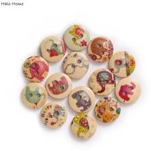 50pcs Cartoon Elephant Theme Round Wooden buttons Sewing Scrapbook Clothing Gifts Crafts Handwork Accessories 15mm 2024 - buy cheap