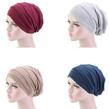 Elastic Turban Hat Solid Color Cotton Women Satin Lining Headscarf Bonnet Inner Hijabs Cap Muslim Hijab Femme Wrap Head 2024 - buy cheap