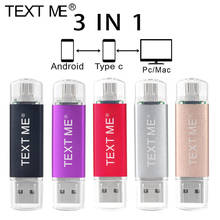TEXT ME-memoria USB 2,0, 3 en 1 unidad flash, 64GB, 128GB, OTG tipo c, USB 2,0, OTG 4GB, 8GB, 16GB, 32GB, usb 2,0 2024 - compra barato