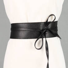 Cinturón de piel sintética suave para mujer, banda para la cintura, lazo envolvente, cincha Bohemia Obi 2024 - compra barato