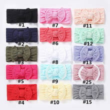 100 pcs/lot, Wholesale Pompom trim Knot Bow Soft Nylon Headbands,Waffle Knit Wide Nylon Bow Headwrap, 27 Colors available 2024 - buy cheap
