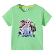 Camiseta infantil frozen, manga curta para verão, camiseta de meninos e meninas com caimento de desenhos animados, meia manga, maré 2024 - compre barato