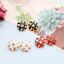 Earring Red Black White  Round Hollowout Simple Enamel Trendy Party Female 2024 - buy cheap