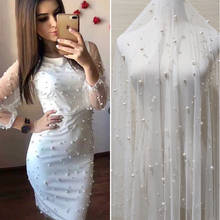 Tecido de tule de pérolas bonitas para festa, vestido de casamento, decoração de véu, faça você mesmo, tecidos de malha de pérola 100*160cm 2024 - compre barato