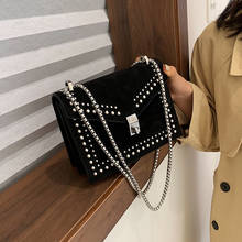 2020 Vintage Leather Crossbody Bags For Women Travel Handbag Chain Fashion Rivet Lock Small Shoulder Messenger Bags Female Flaps 2024 - buy cheap