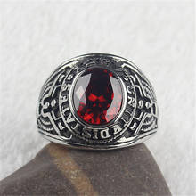 Red CZ Crystal Men's Stainless Steel United States Military Army Ring 2024 - buy cheap